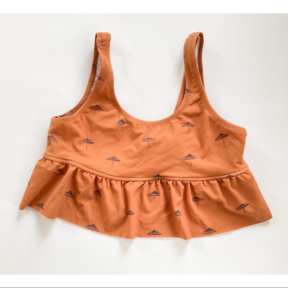 Zara size 8-9 Orange Brown Swim top with Umbrellas